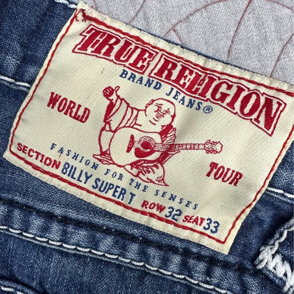 True Religion Billy Super T Jeans Blue Contrast Stitch Flap Pocket / Mens 32x31